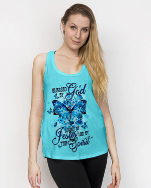 Blessed By God Loved By Jesus Cross Butterfly Women's All Over Print Shirt - Tltw1309251