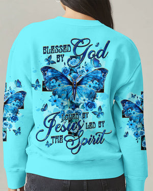 Blessed By God Loved By Jesus Cross Butterfly Women's All Over Print Shirt - Tltw1309251