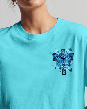 Blessed By God Loved By Jesus Cross Butterfly Women's All Over Print Shirt - Tltw1309251