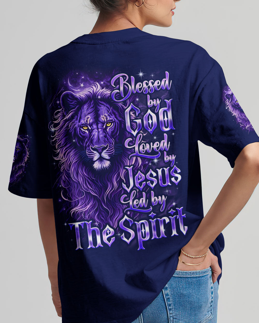 Blessed By God Loved By Jesus Lion Women's All Over Print Shirt - Tyqy3107252