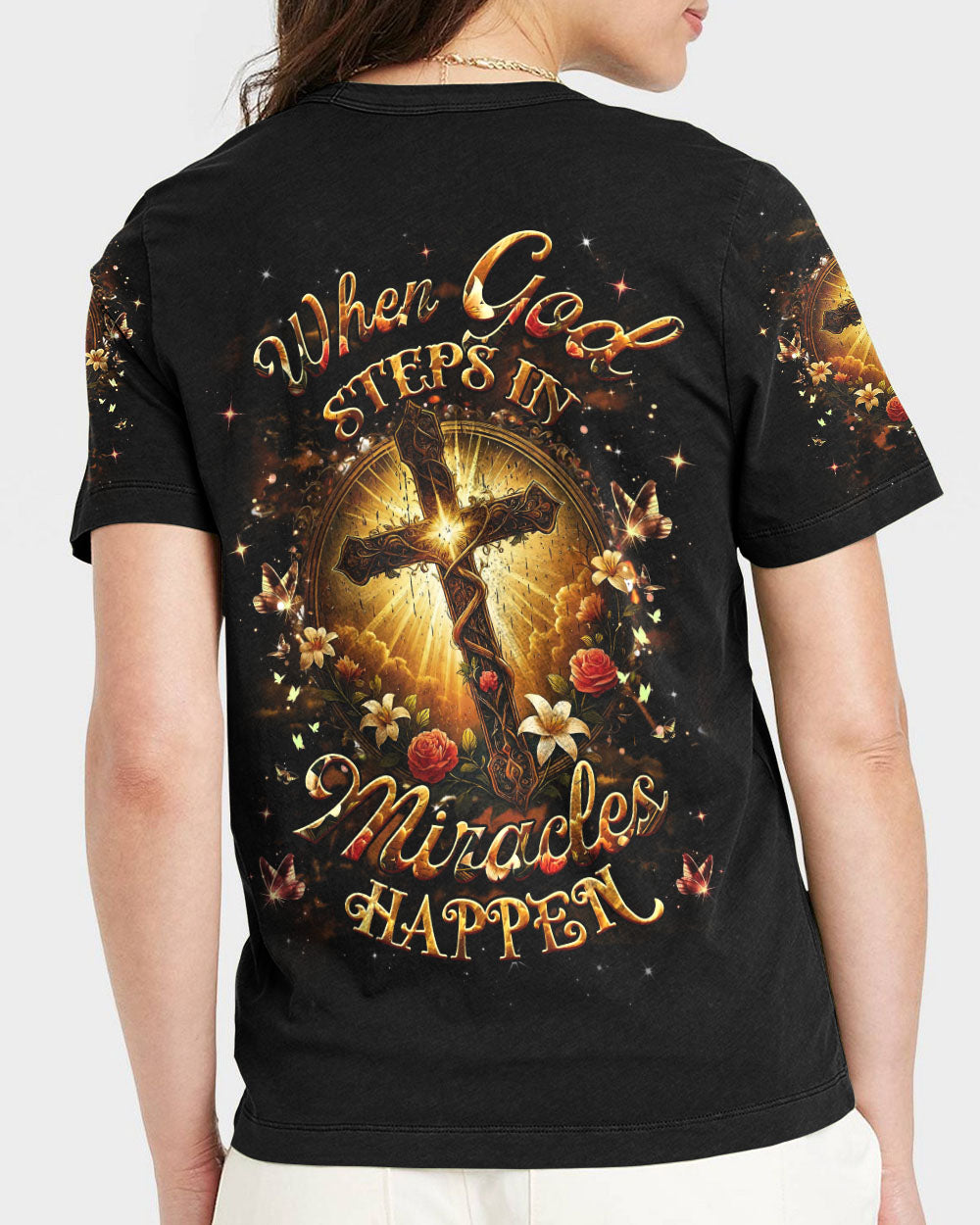 When God Steps In Miracles Happen Women's All Over Print Shirt - Yhhg2409254