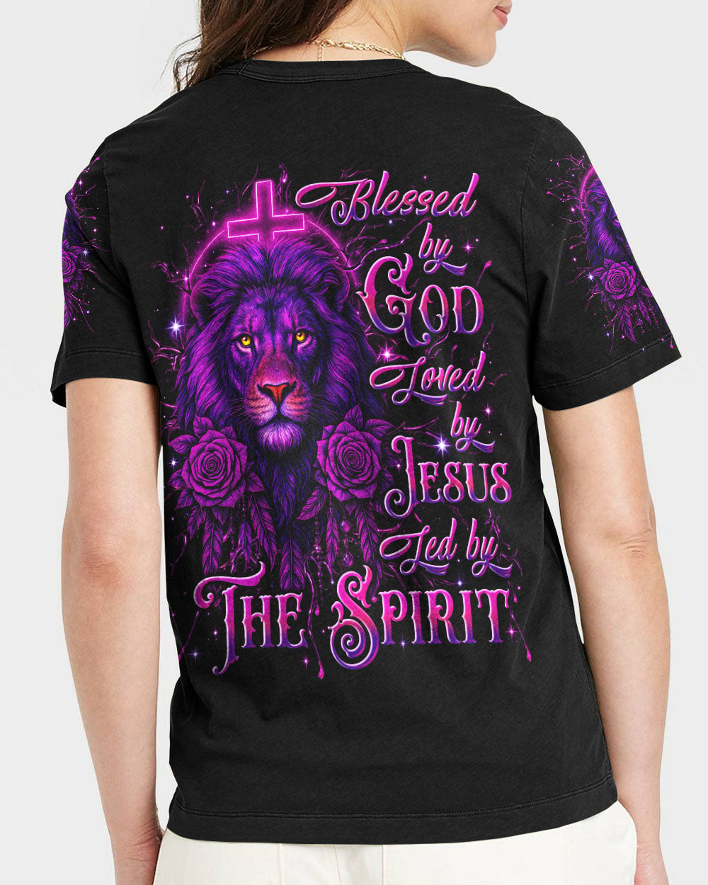 Blessed By God Loved By Jesus Lion Women's All Over Print Shirt - Yhln1908252