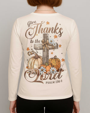 Give Thanks To The Lord V-neck Long Sleeves Shirt