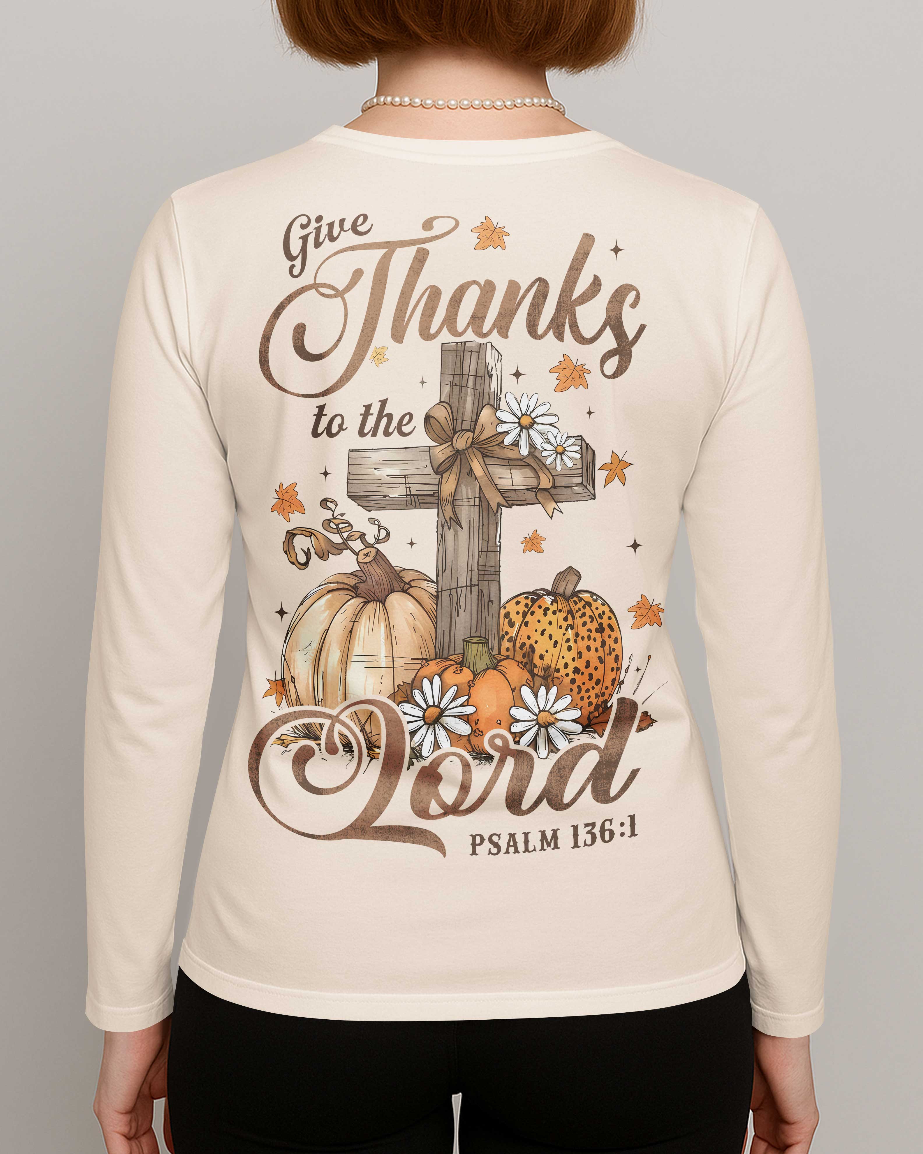 Give Thanks To The Lord V-neck Long Sleeves Shirt