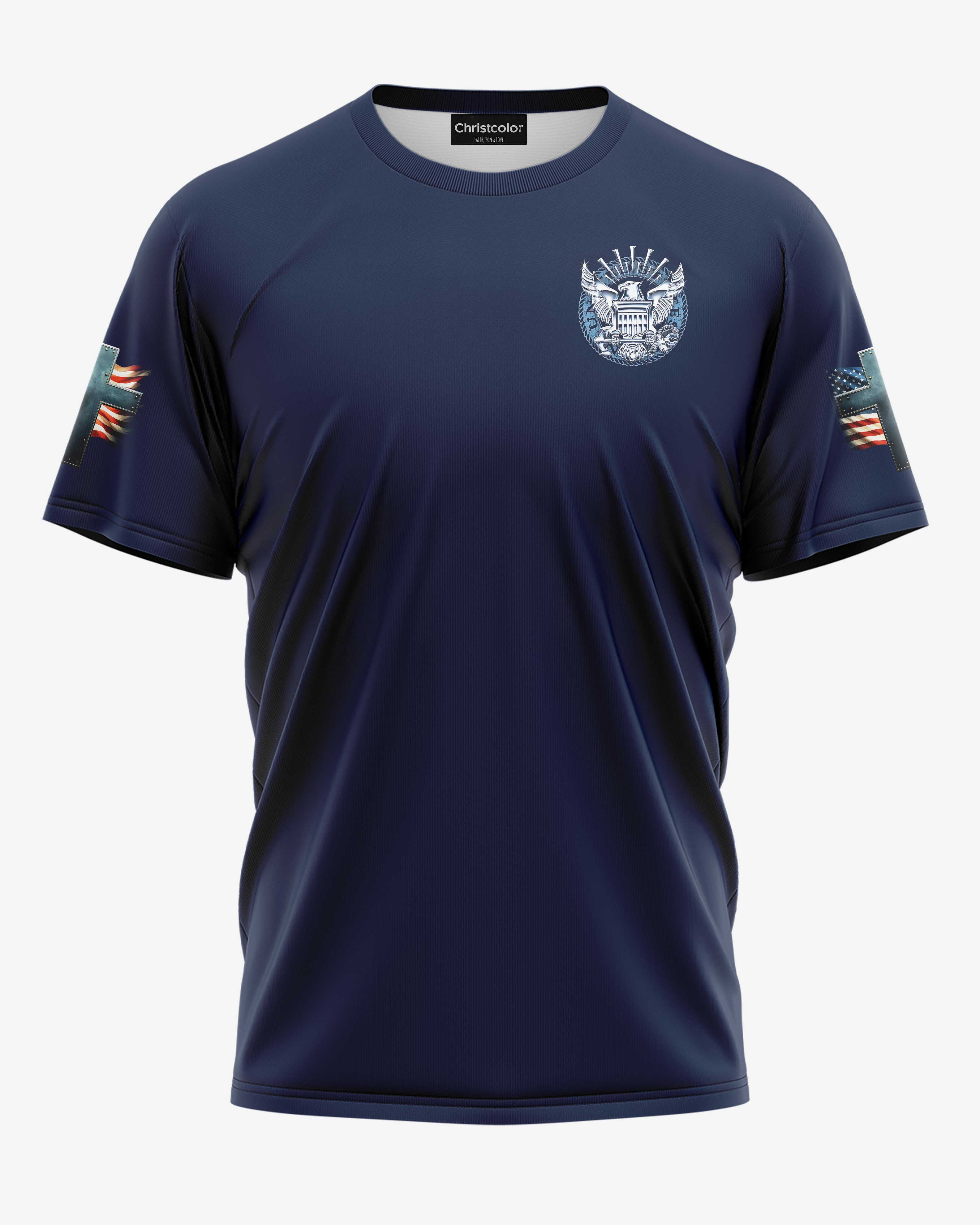 My Ship May Rest But My Faith Never Does Navy Strong God Strong All Over Print T-Shirt