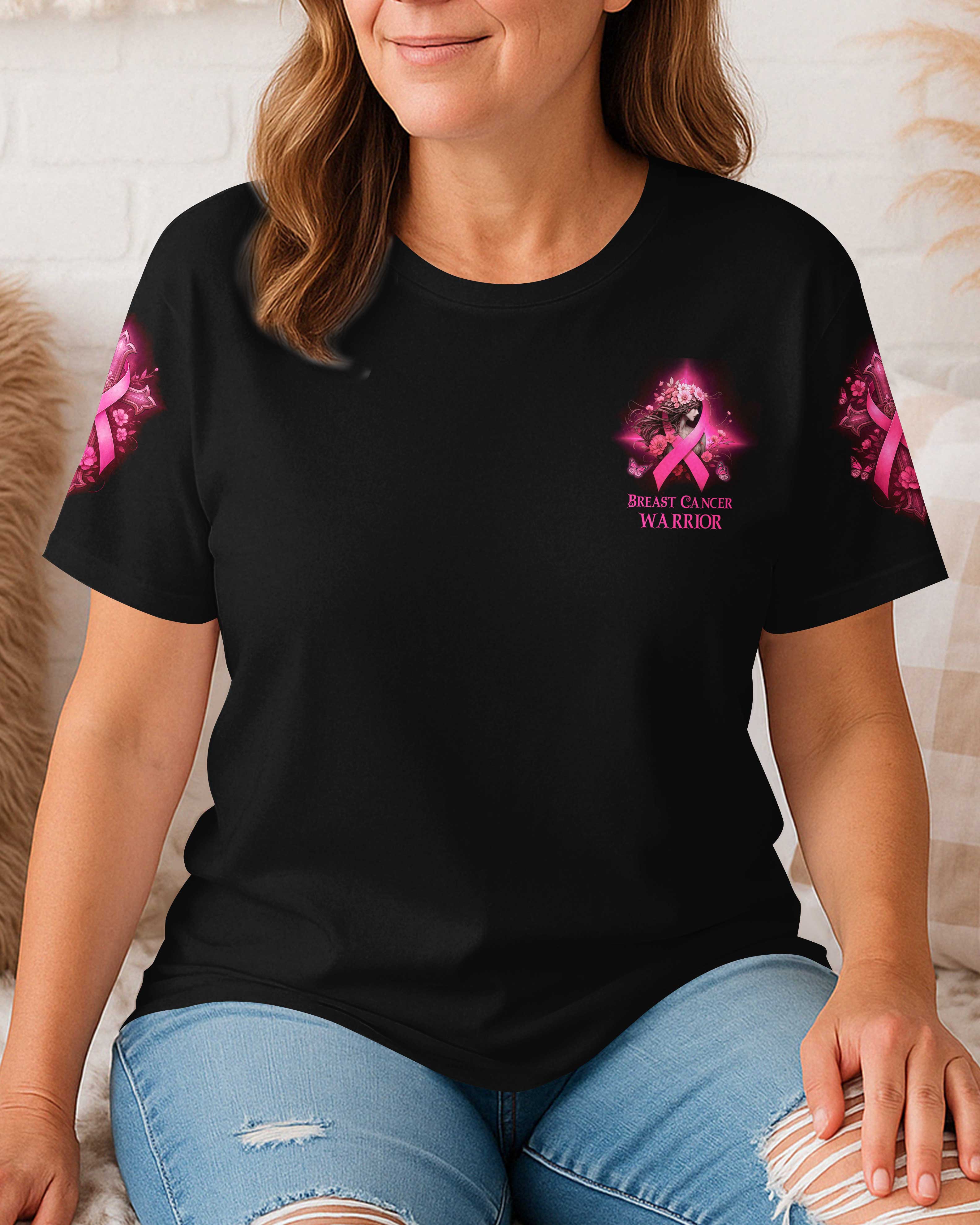 She Wears Her Battle Like A Crown With Faith Strength And Grace All Over Print T-Shirt