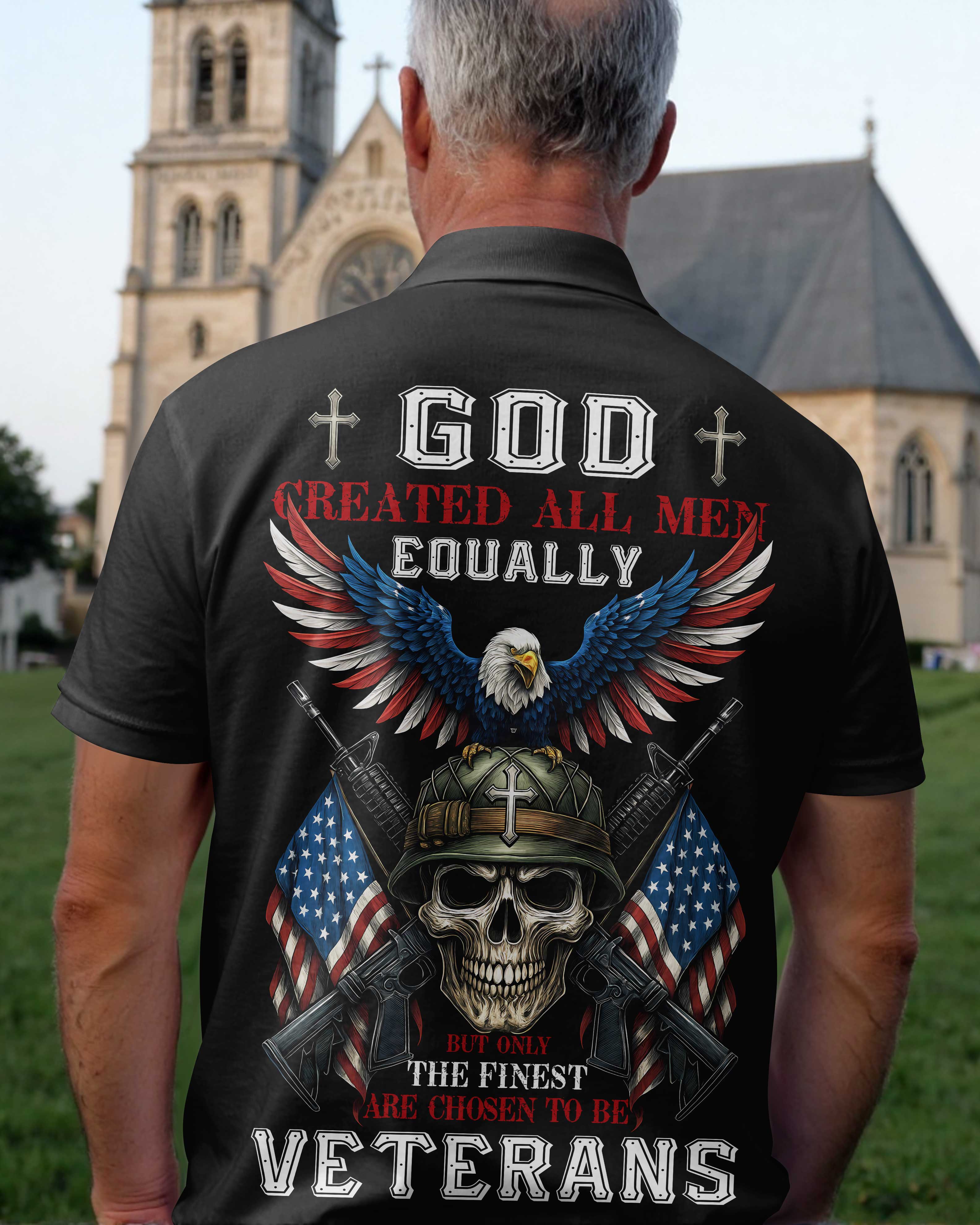 God Created All Men Equally But Only The Finest Are Chosen To Be Veterans All Over Print Polo