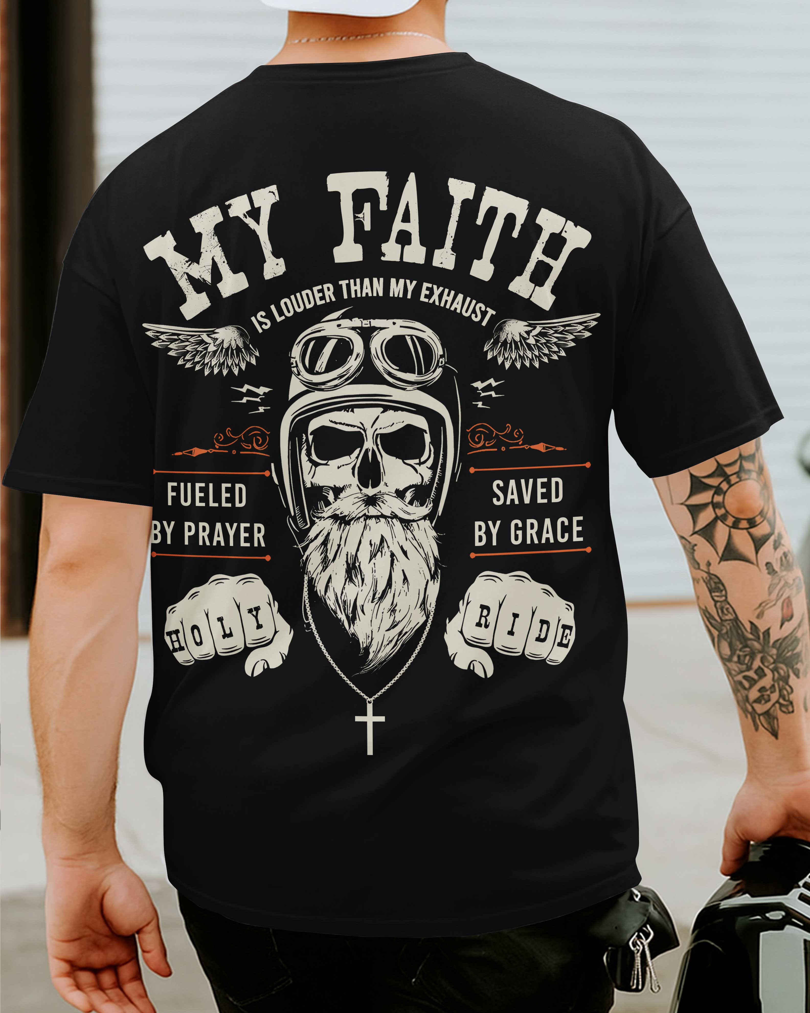 My Faith Is Louder Than My Exhaust All Over Print T-Shirt