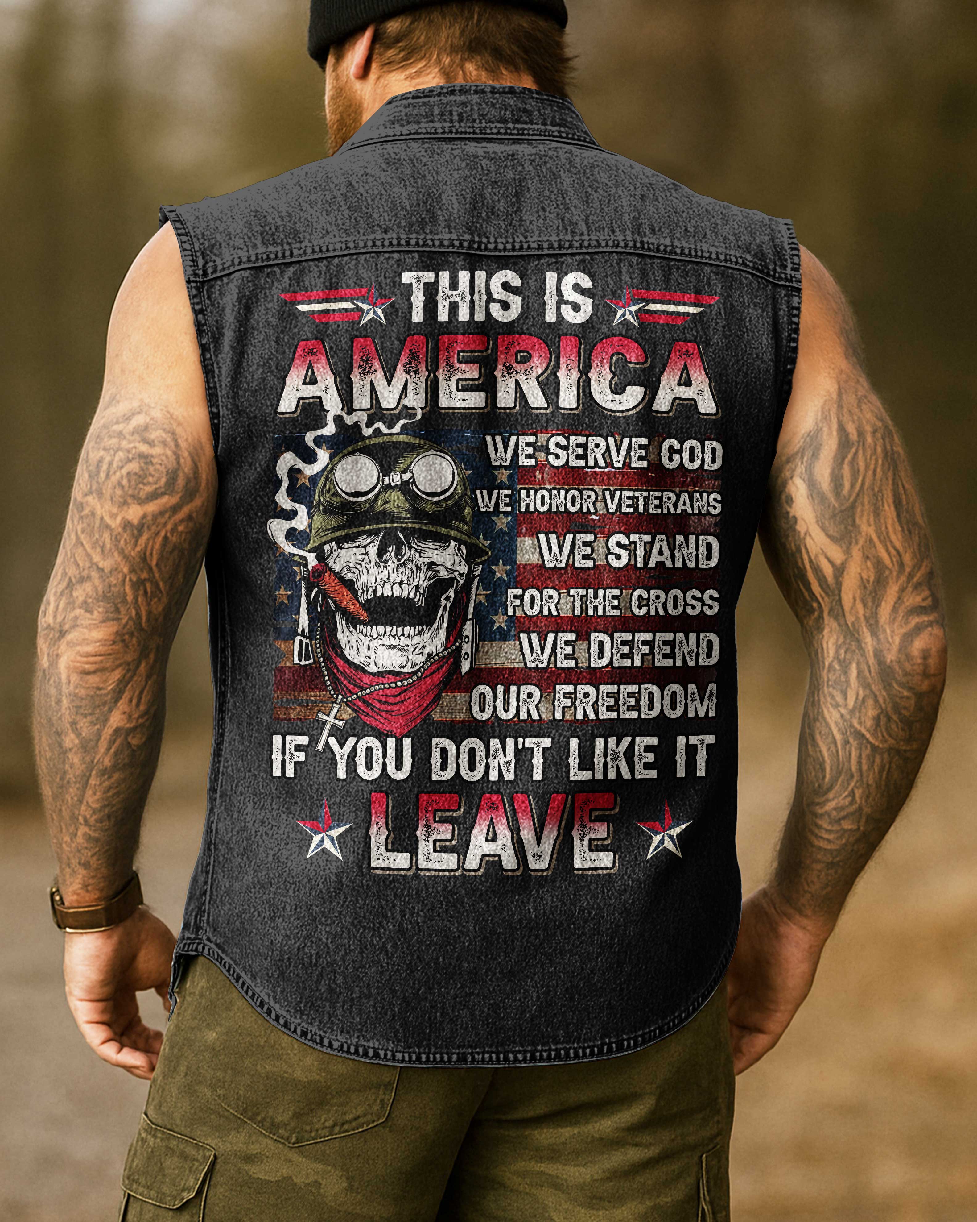 This Is America Sleevesless Denim Shirt