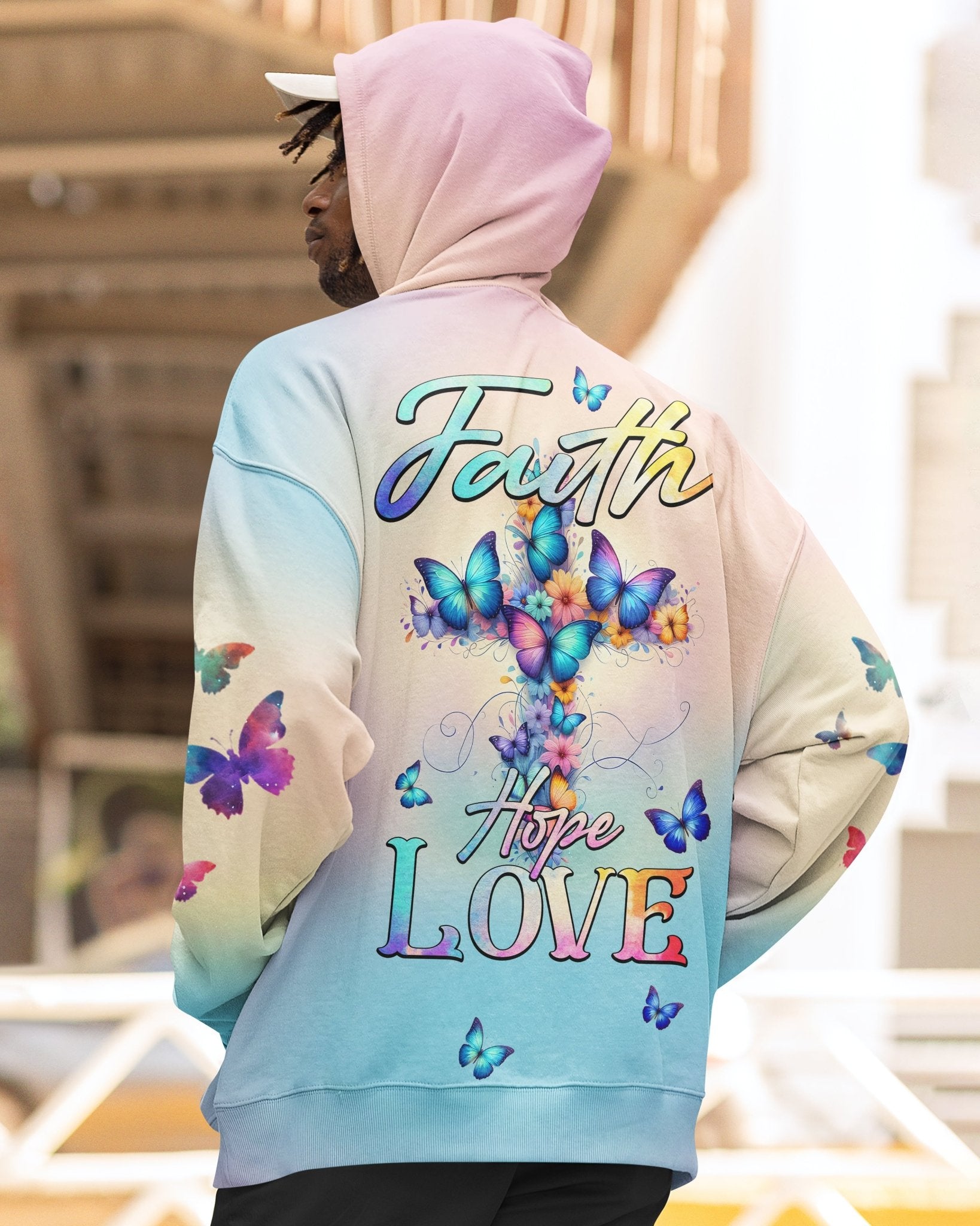 Butterfly Faith Hope Love All Over Print Zip Hoodie