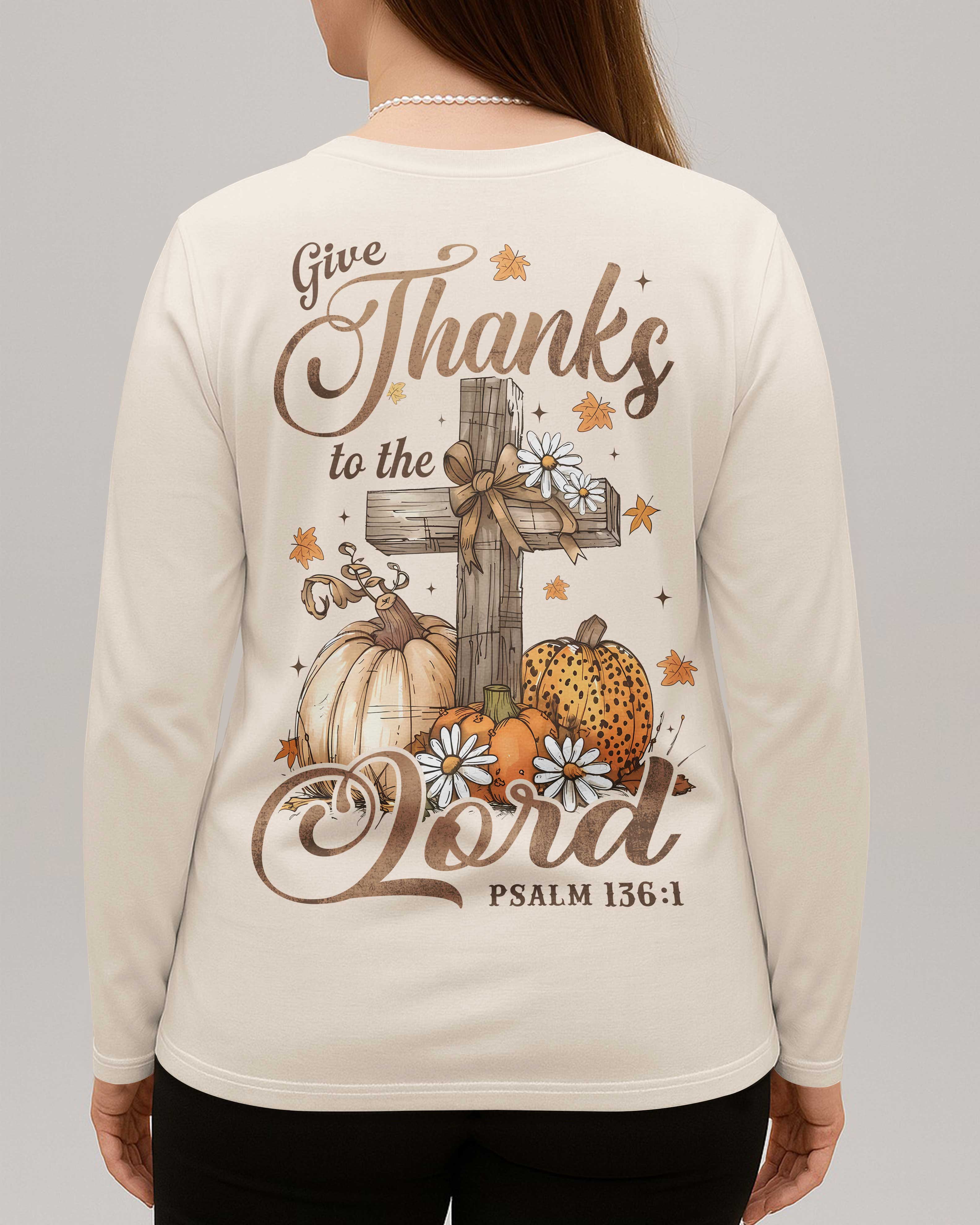 Give Thanks To The Lord V-neck Long Sleeves Shirt