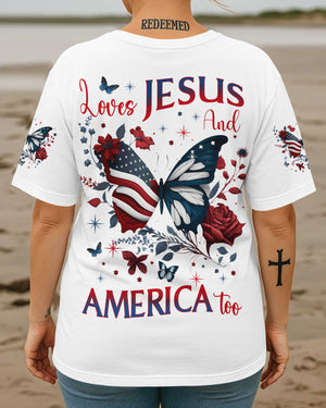 Loves Jesus And America Too All Over Print T-Shirt