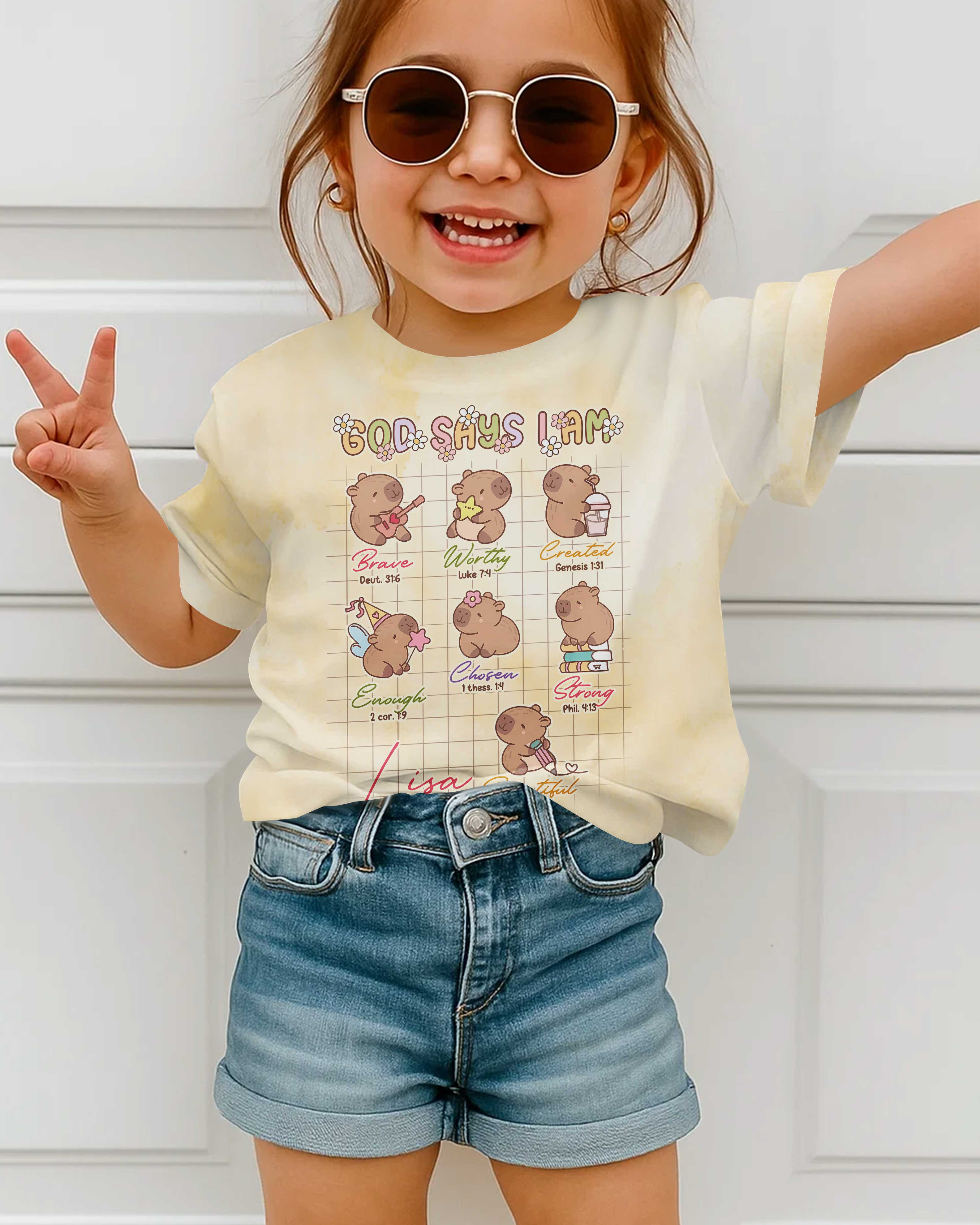 God Says I Am Cute Capybara All Over Print T-Shirt