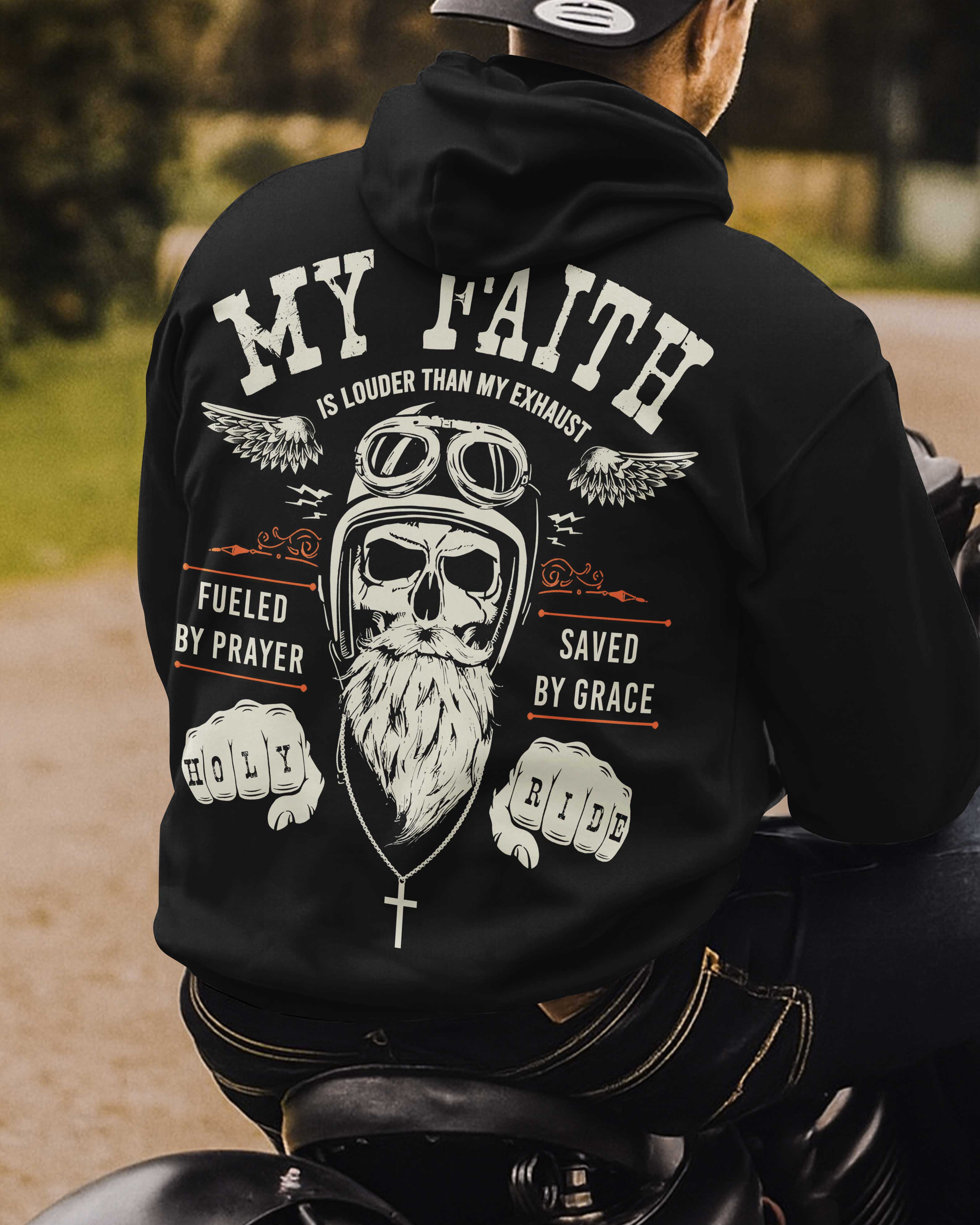 My Faith Is Louder Than My Exhaust All Over Print Hoodie