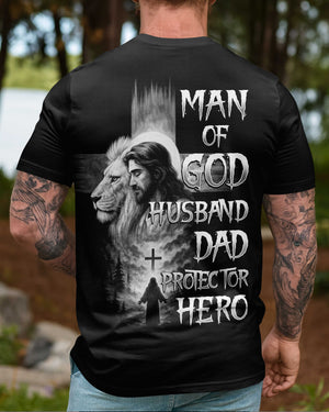 Man Of God Husband Dad Protector Hero Shirt