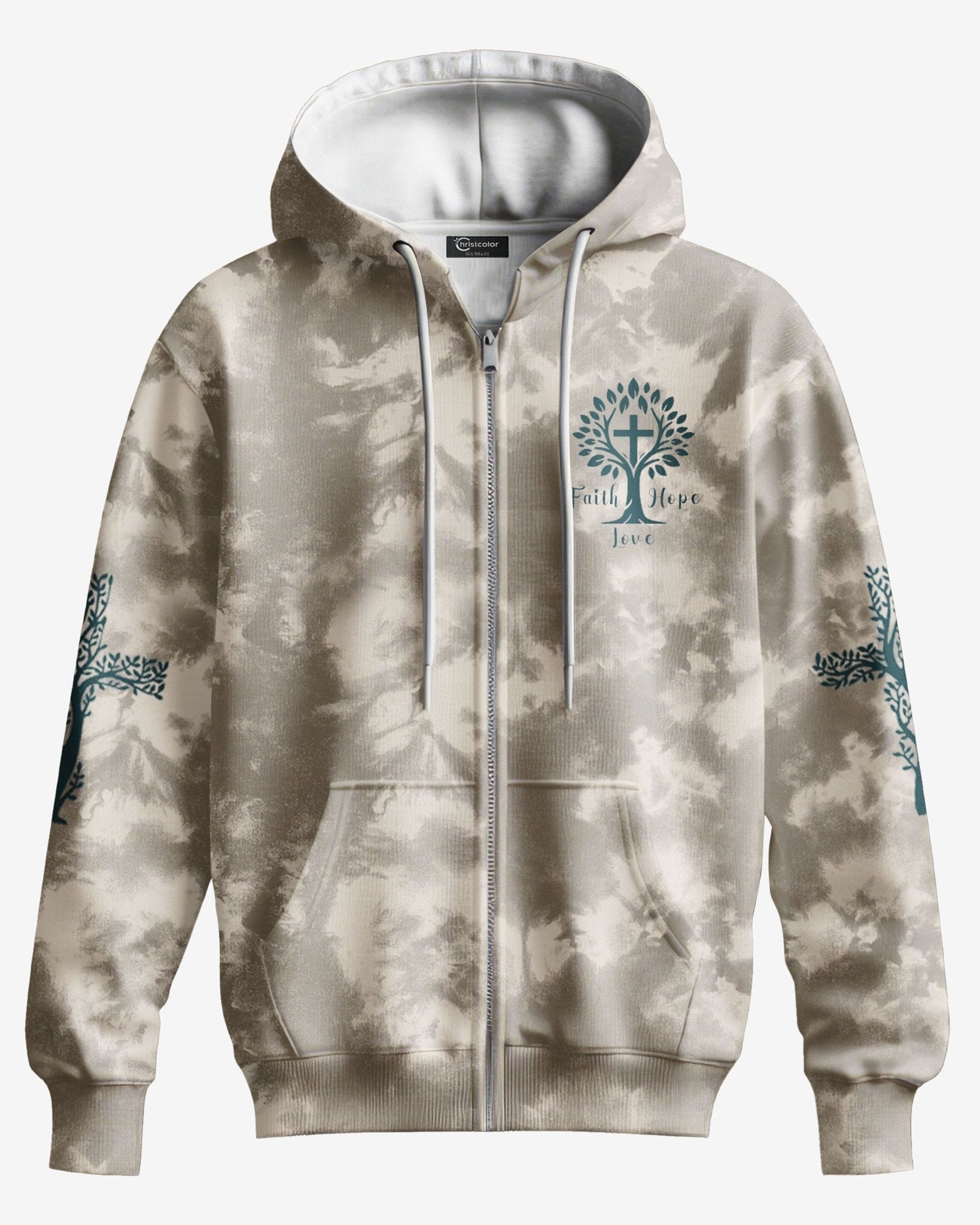 Rooted In Christ All Over Print Zip Hoodie