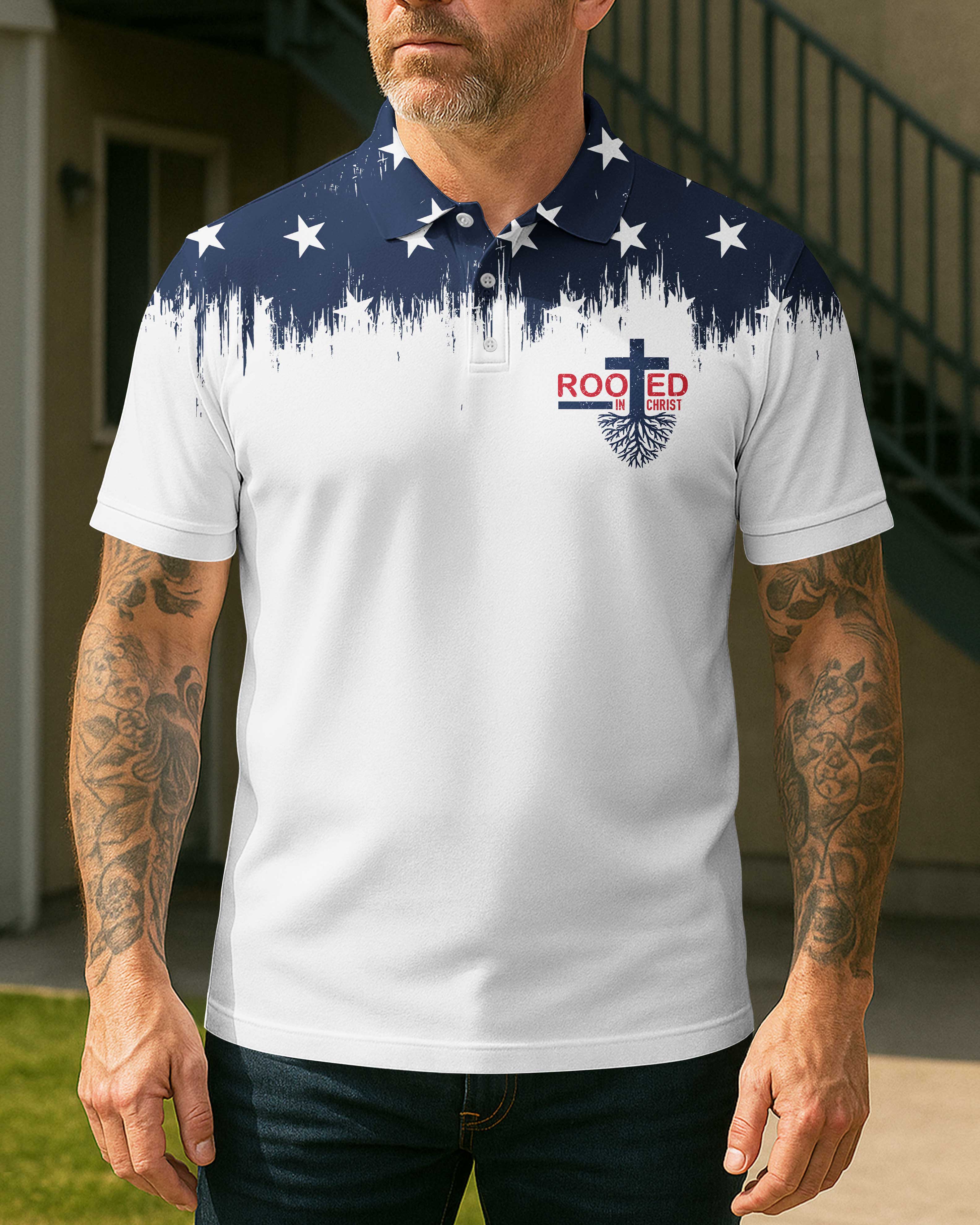 One Nation Under God All Over Print Polo Shirt