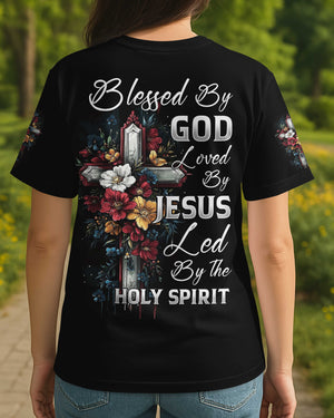 Blessed By God Loved By Jesus All Over Print T-Shirt