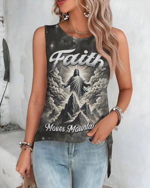 Faith Moves Mountains All Over Print Cut Out Wrap Back Tank Top