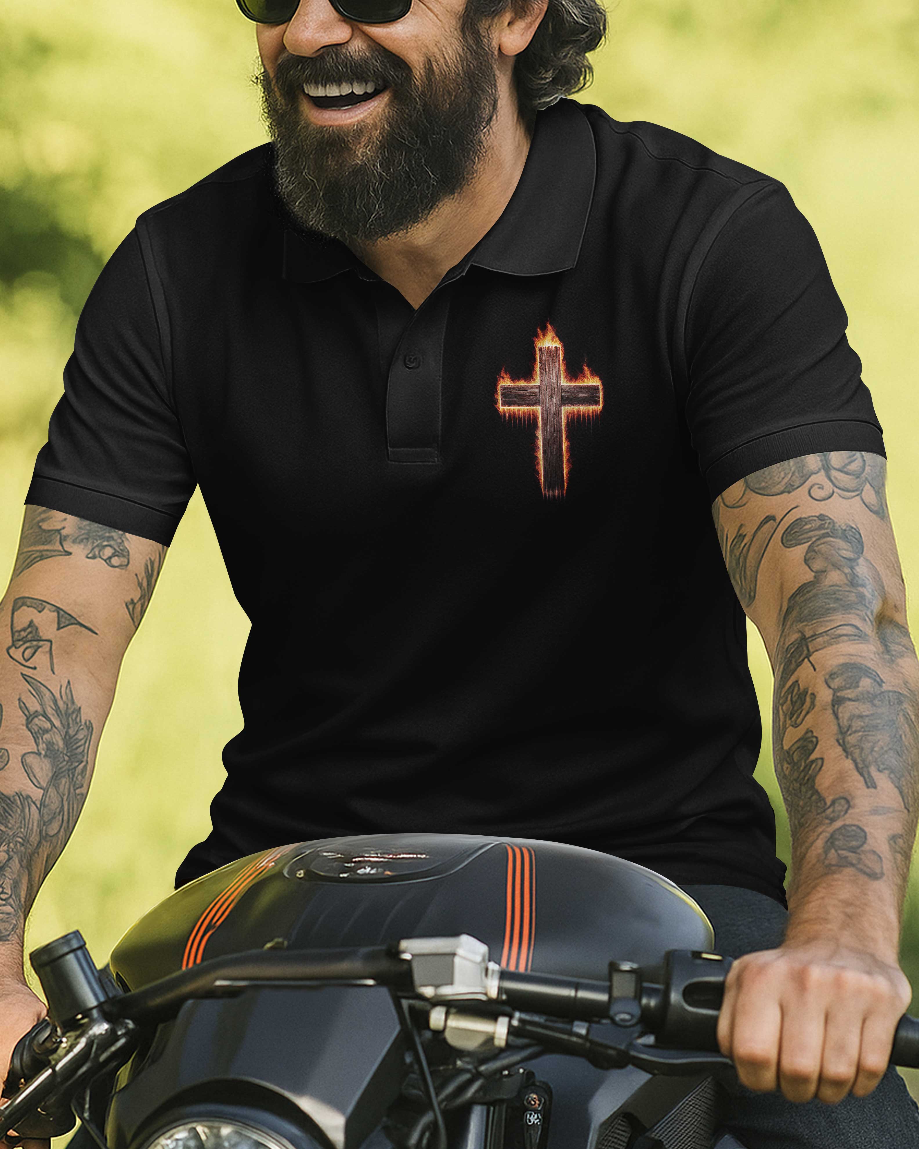 Two Wheels One Cross Endless Grace All Over Print Polo