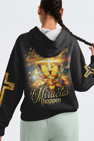 God Steps In Miracles Happen All Over Print Hoodie