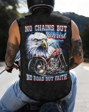 No Chains But Christ Sleevesless Denim Shirt