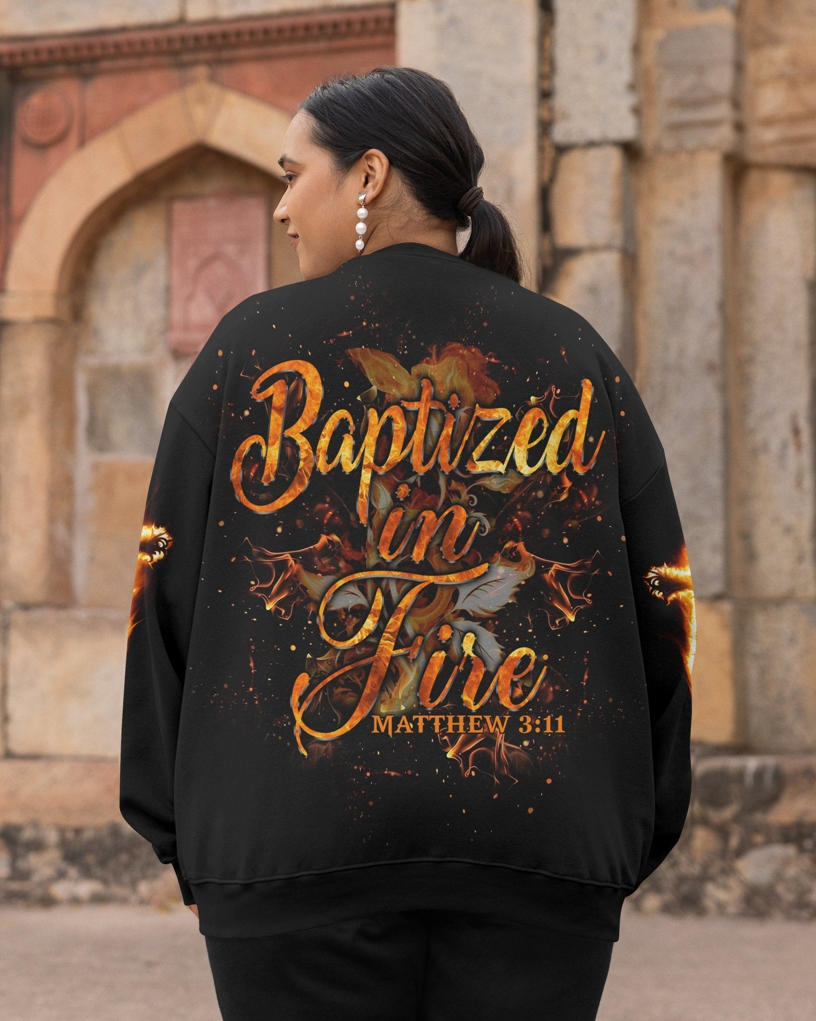 Baptized In Fire All Over Print Sweater