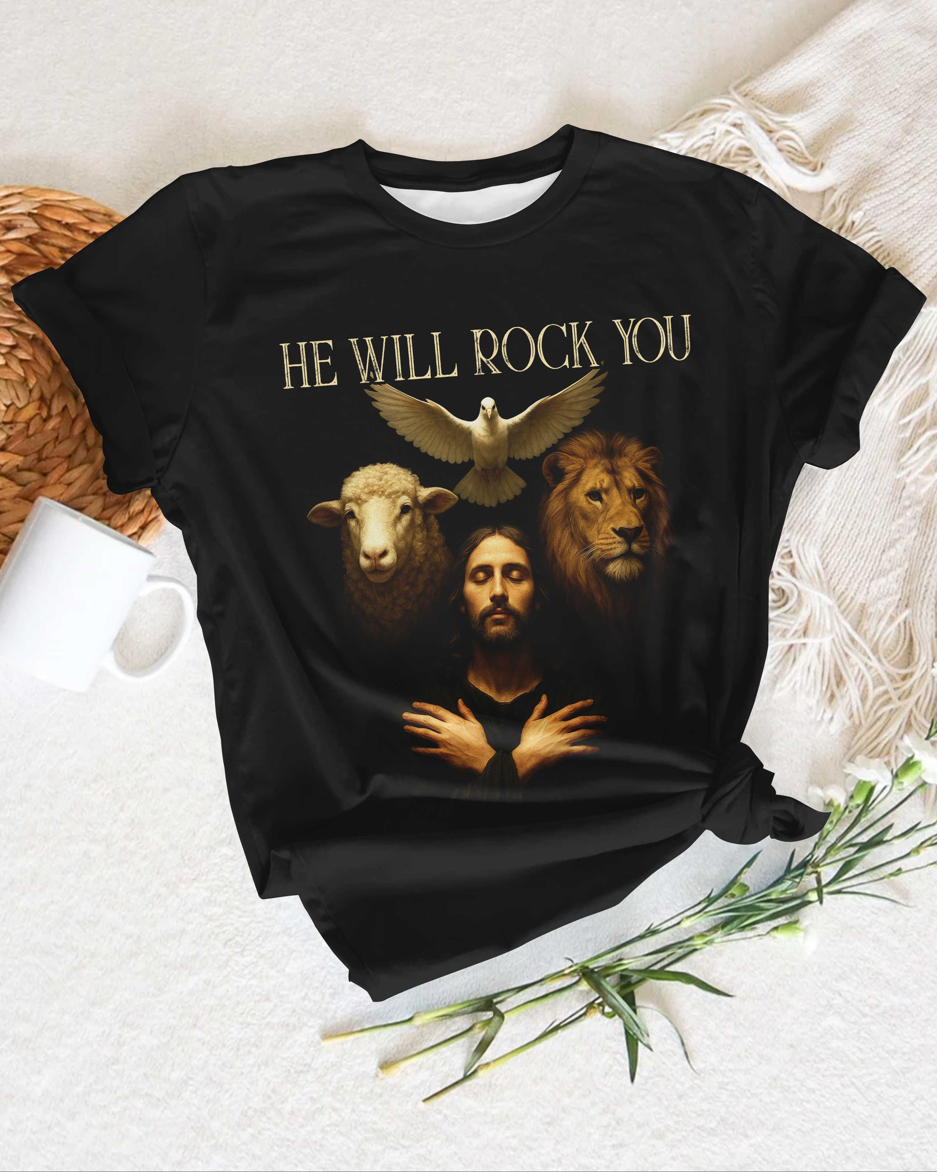 He Will Rock You All Over Print T-Shirt
