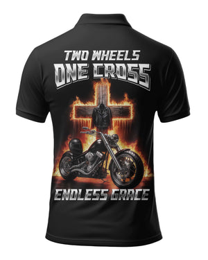 Two Wheels One Cross Endless Grace All Over Print Polo