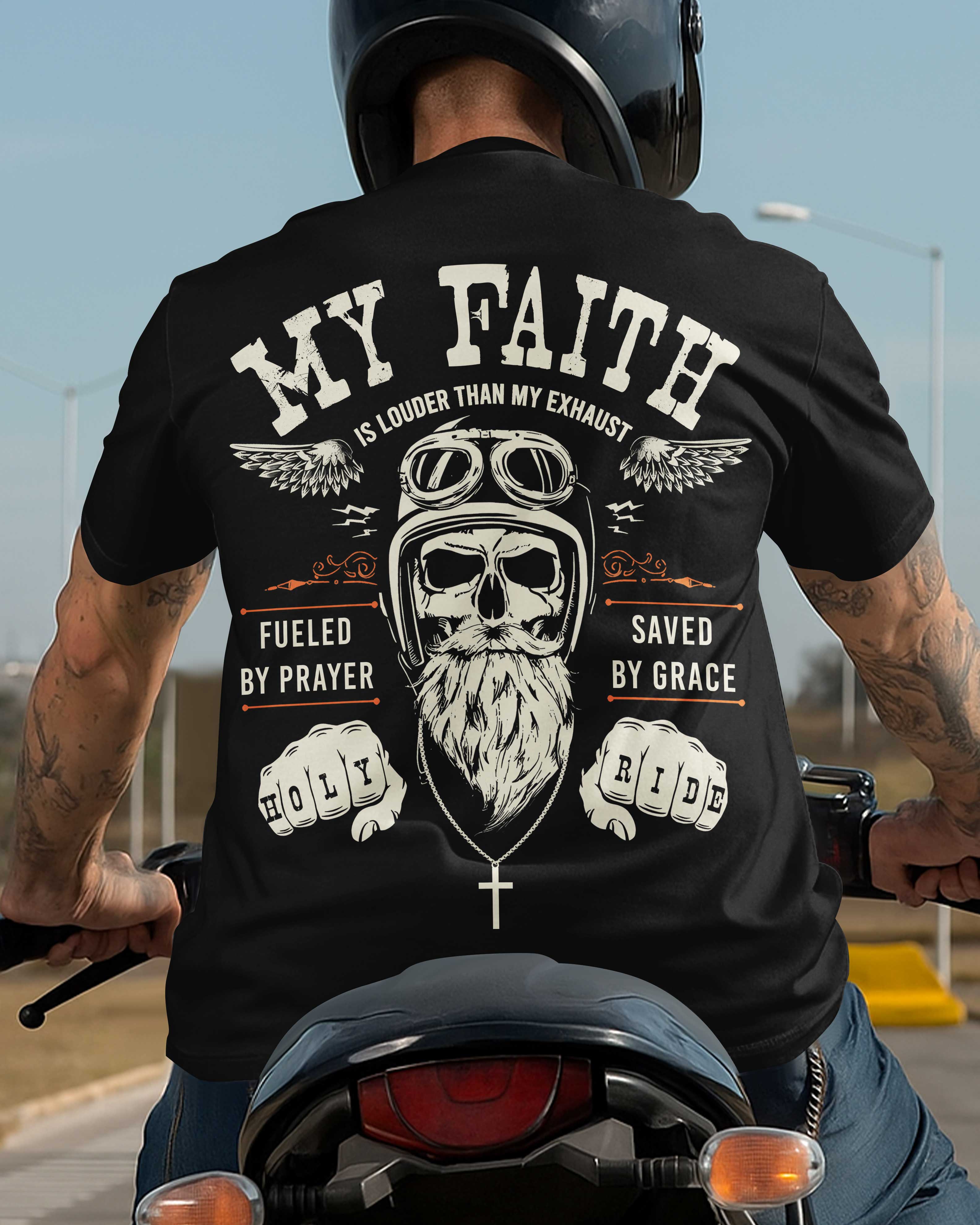My Faith Is Louder Than My Exhaust All Over Print T-Shirt