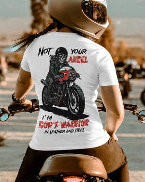 Not Your Angel I'm God's Warrior In Leather And Steel All Over Print T-Shirt