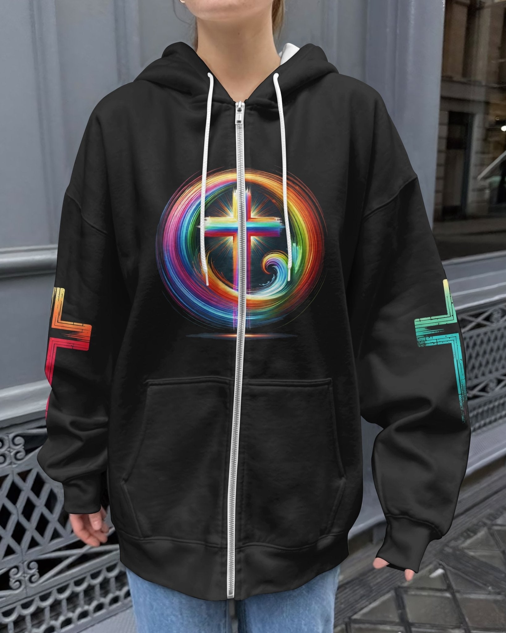 Rooted In Christ Jesus Is Light All Over Print Zip Hoodie