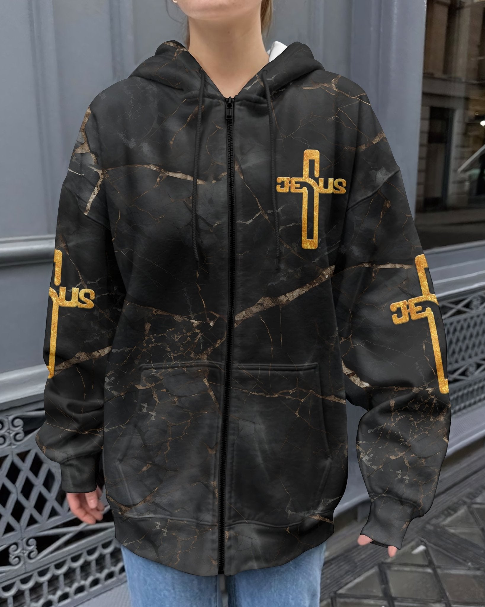 Death Could Not Hold Him All Over Print Zip Hoodie