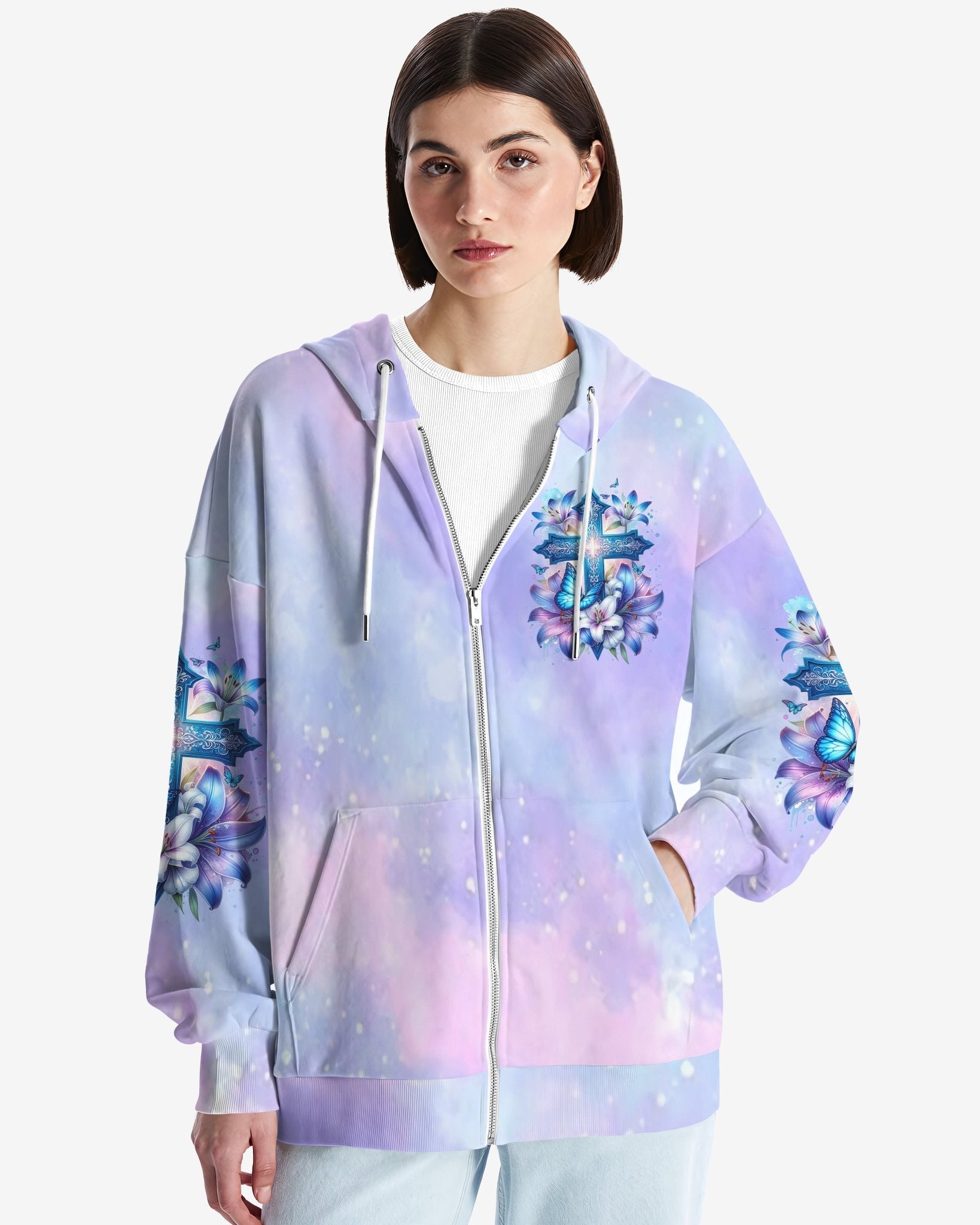 God And The Power Of Prayer All Over Print Zip Hoodie