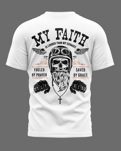 My Faith Is Louder Than My Exhaust All Over Print T-Shirt