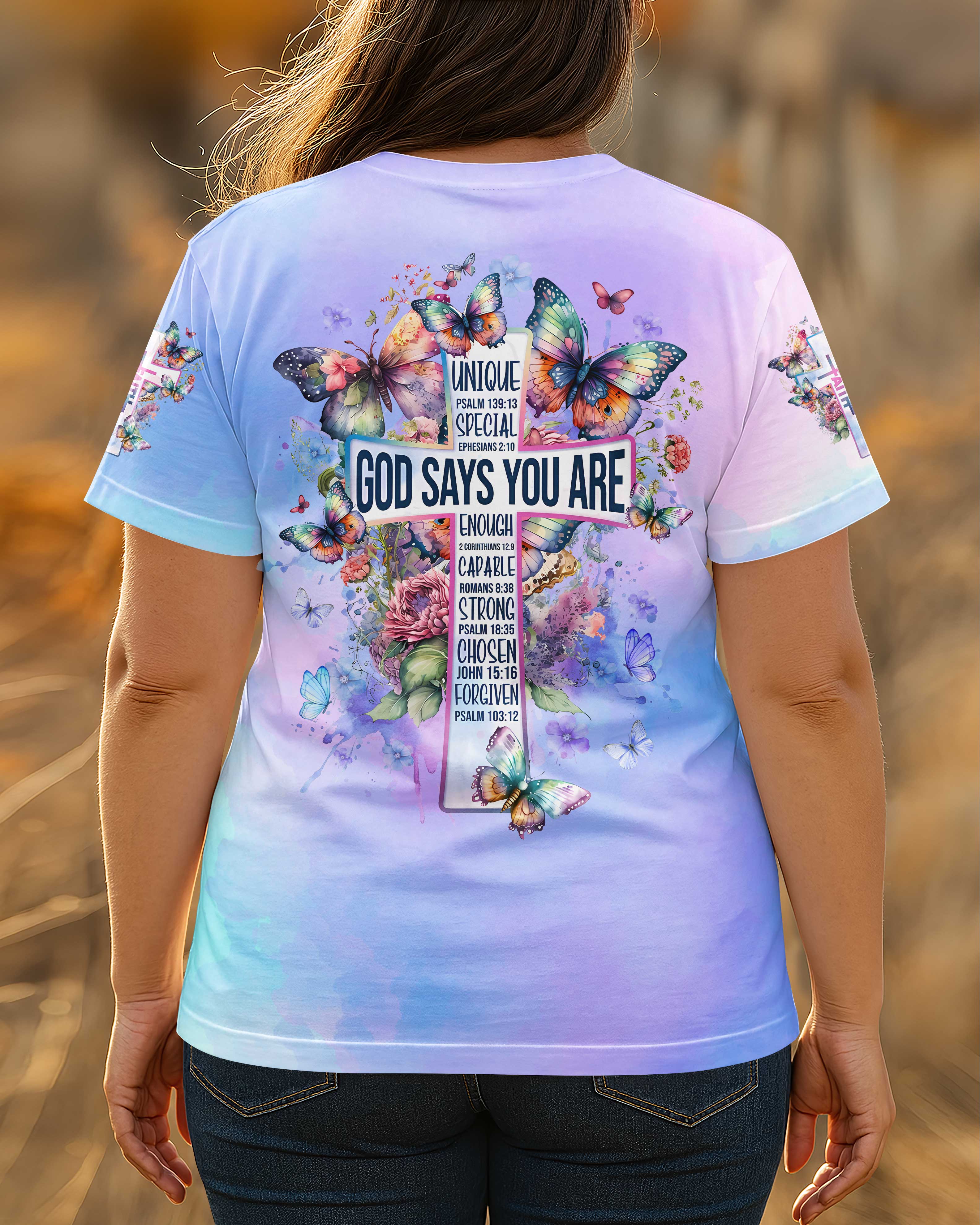 God Says You Are Unique All Over Print T-Shirt
