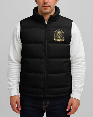 God Took The Most Honorable Americans And Made Them Veterans All Over Print Sleeveless Puffer Jacket