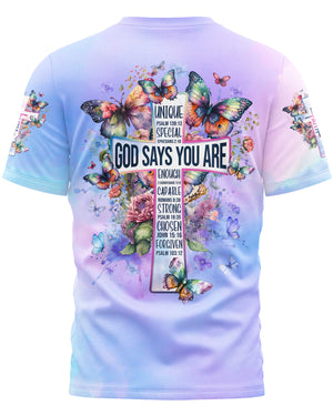 God Says You Are Unique All Over Print T-Shirt