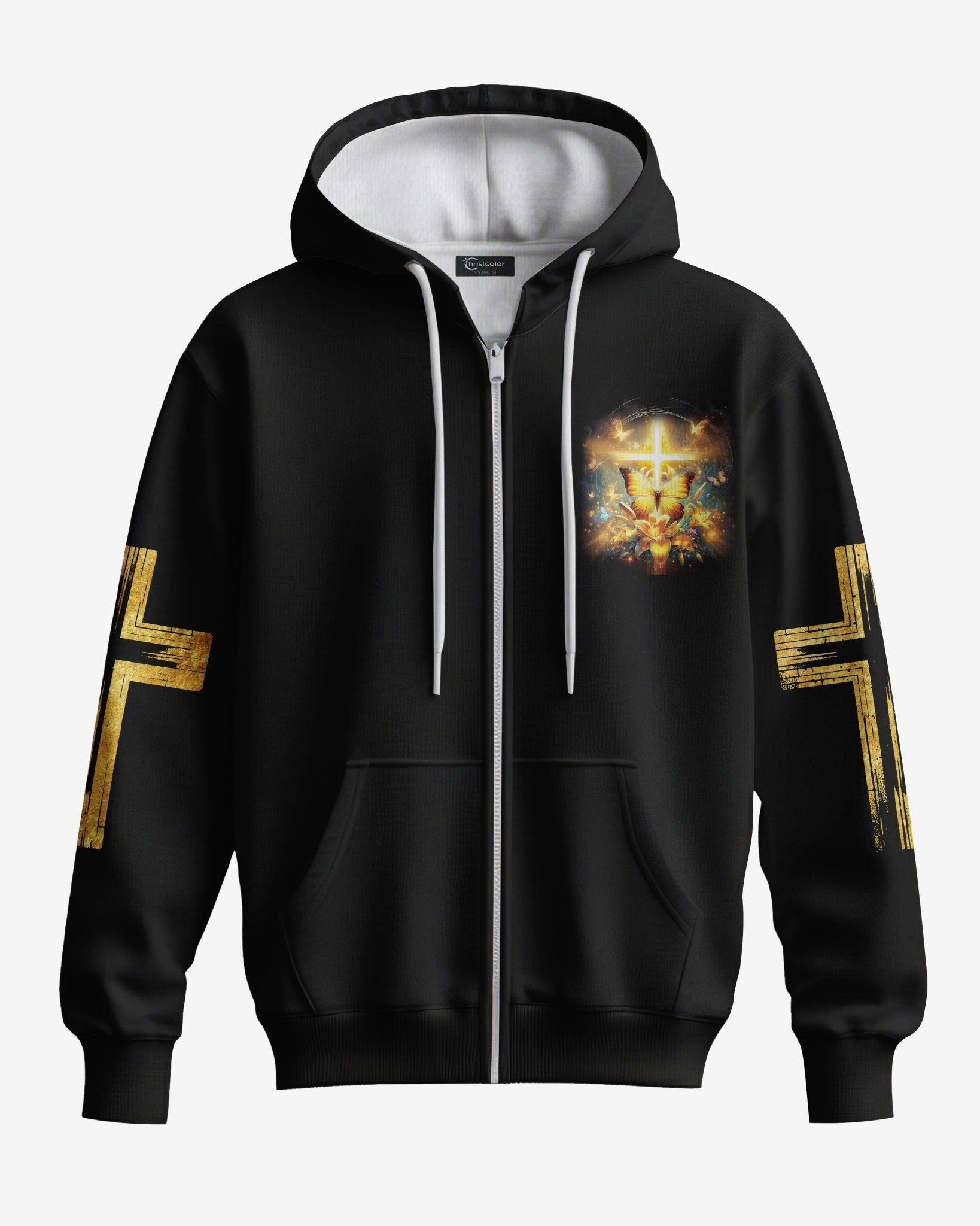 God Steps In Miracles Happen All Over Print Zip Hoodie