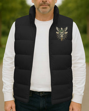 Freedom Is Not Free We Paid For It Veterans Faithful Warriors All Over Print Sleeveless Puffer Jacket