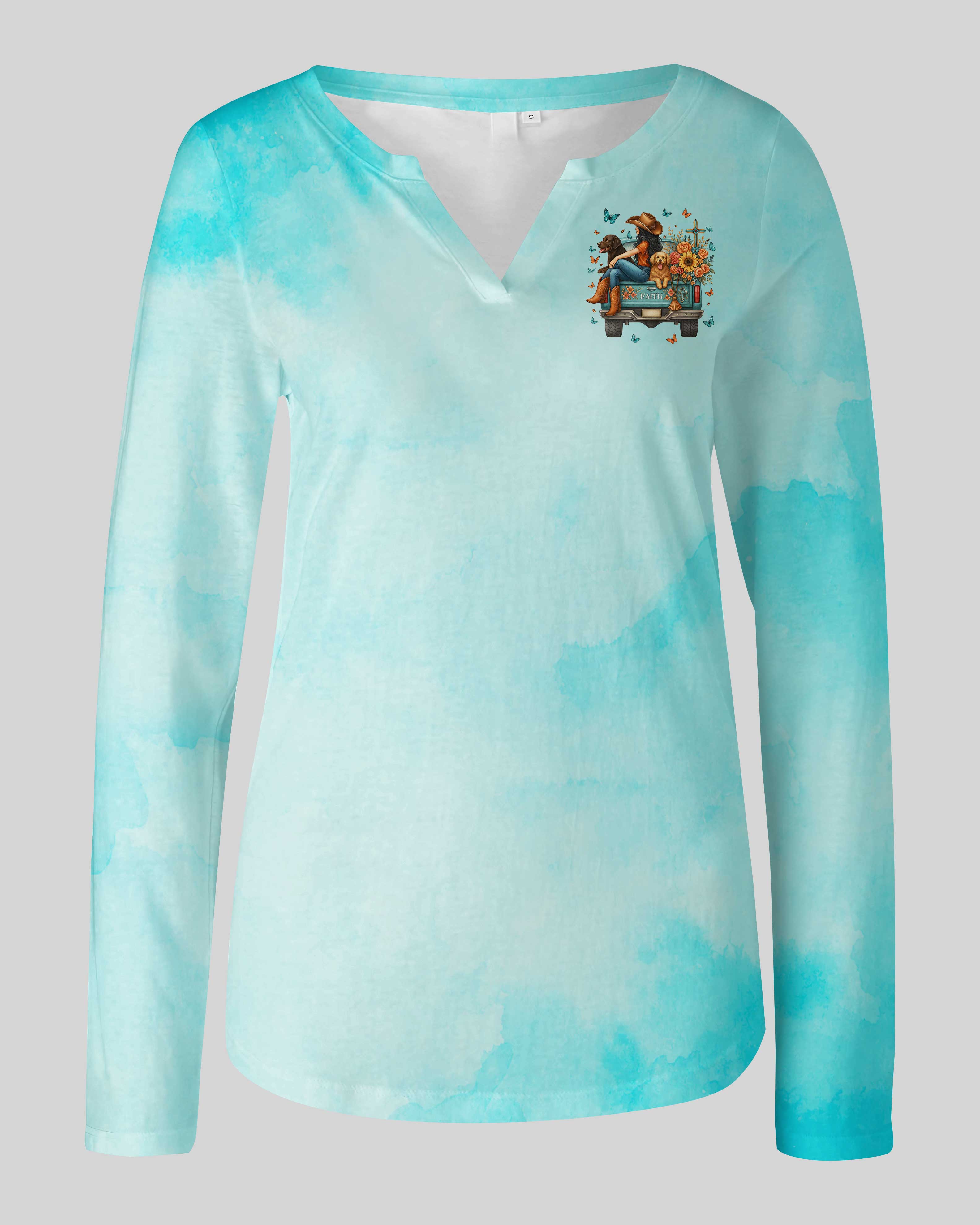 Jesus Take The Wheel All Over Print V-neck Long Sleeves Shirt