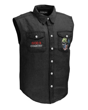 Born To Serve Sleevesless Denim Shirt