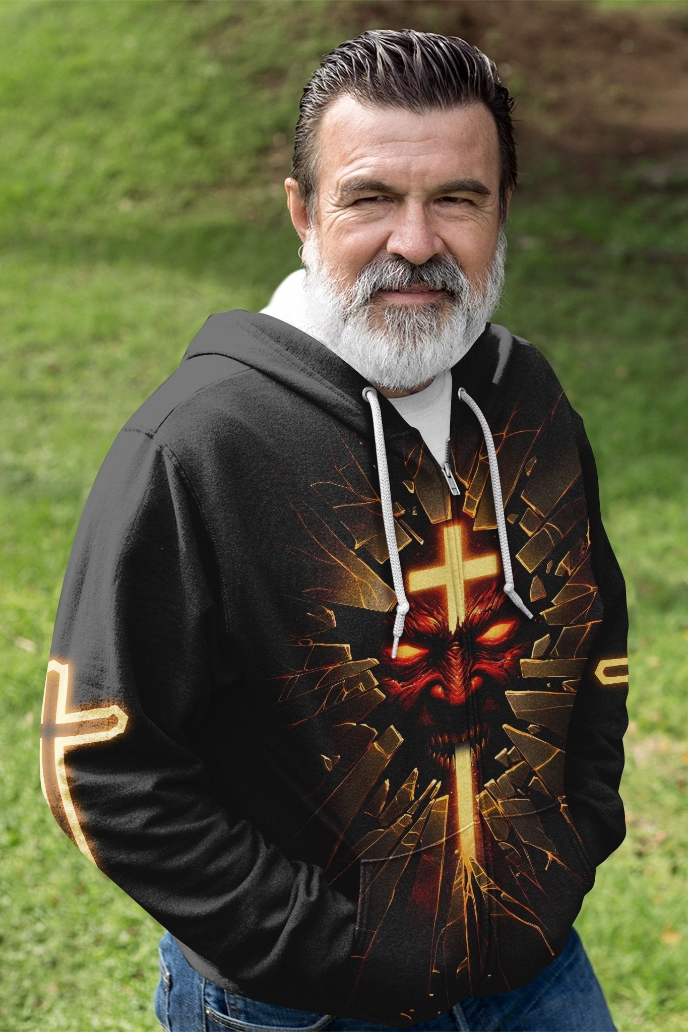 The Devil Is A Liar All Over Print Zip Hoodie