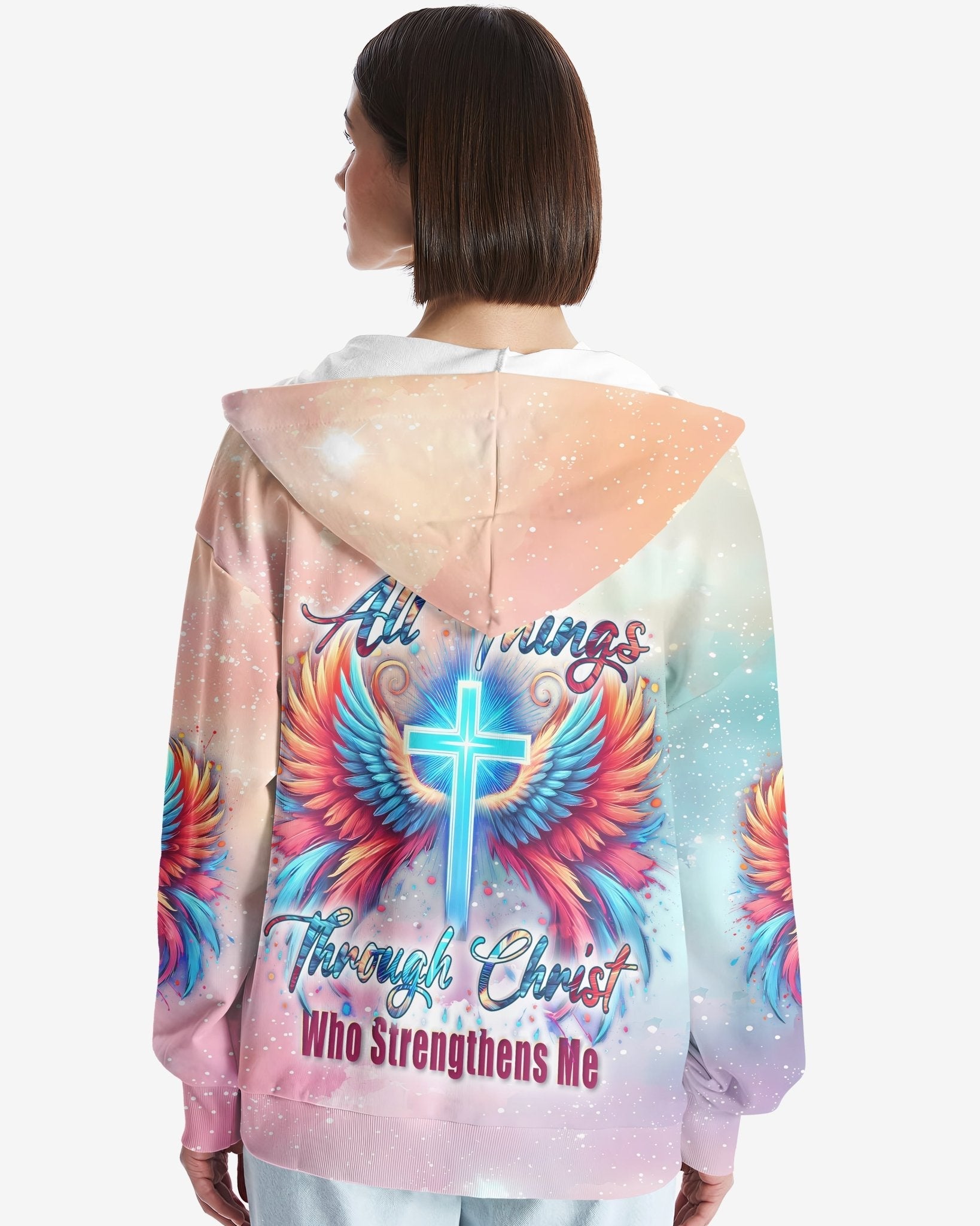 I Can Do All Things Through Christ Who Strengthens Me All Over Print Zip Hoodie