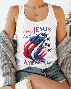 Loves Jesus And America Too All Over Print Summer Tank Top