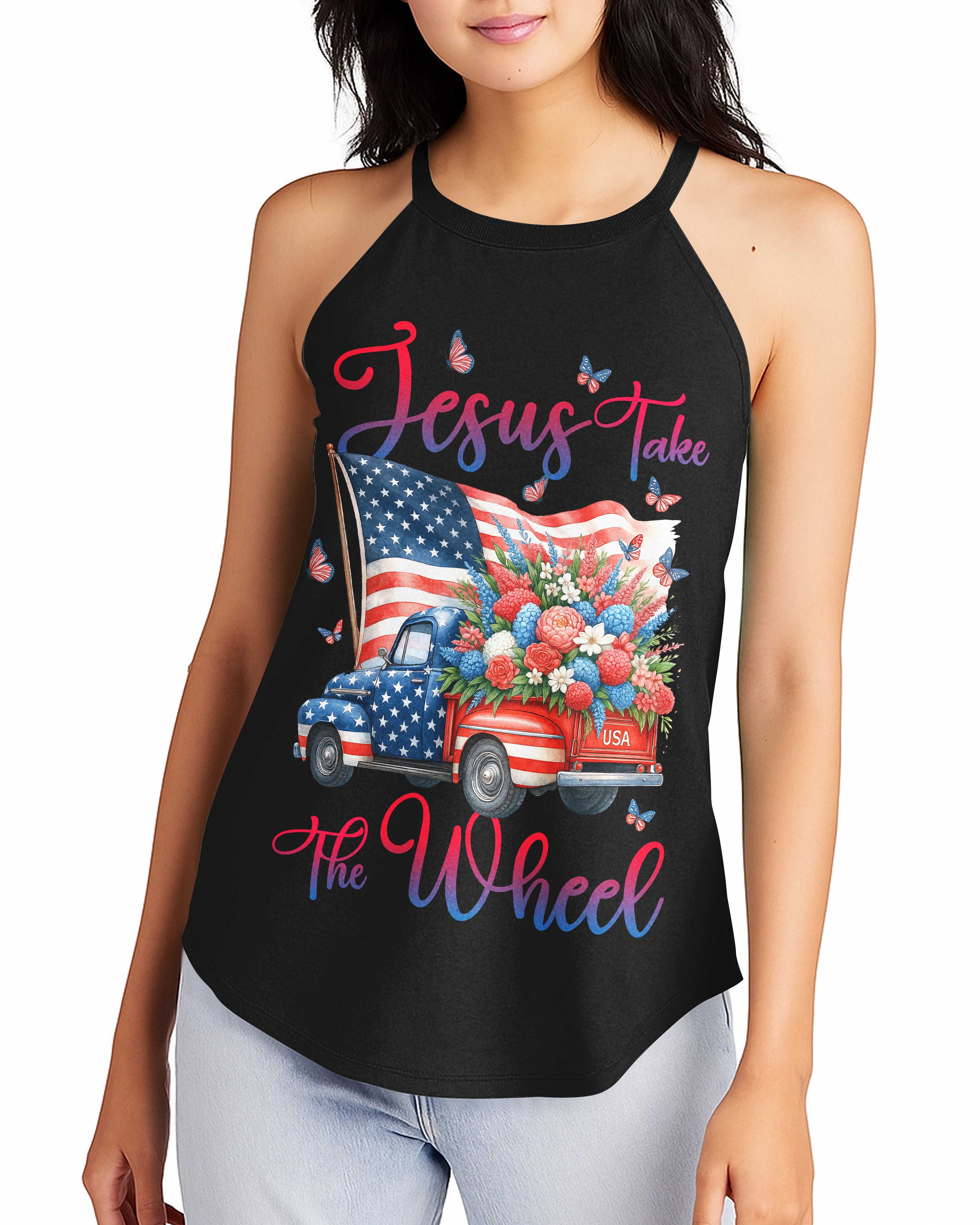 Jesus Take The Wheel Rocker Tank Top