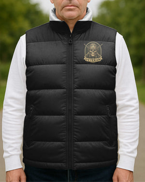 God Took The Most Honorable Americans And Made Them Veterans All Over Print Sleeveless Puffer Jacket