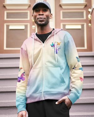 Butterfly Faith Hope Love All Over Print Zip Hoodie