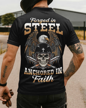 Forged In Steel Anchored In Faith Polo