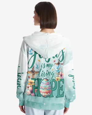 Jesus Is My Living Hope All Over Print Zip Hoodie